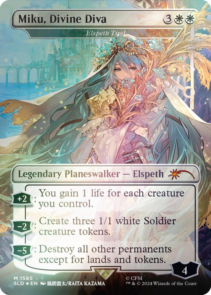 Miku, Divine Diva - Elspeth Tirel (Rainbow Foil) (1585) [Secret Lair Drop]