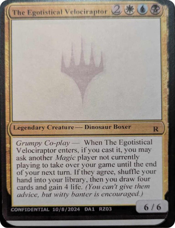 The Egotistical Velociraptor [Un-Known Event Playtest Cards]