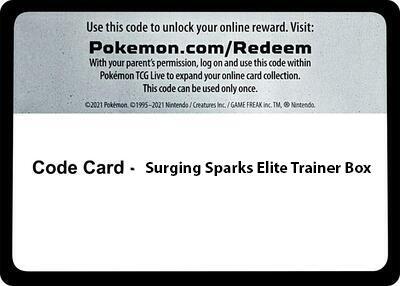 Code Card - Surging Spark Elite Trainer Box [SV08 Surging Sparks]