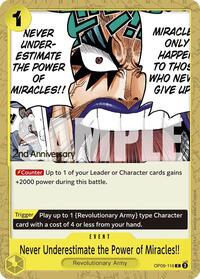 Never Underestimate the Power of Miracles!! (OP09-116) [Emperors in the New World: 2nd Anniversary Tournament Cards]