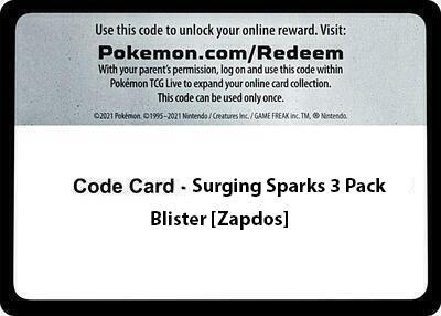 Code Card - Surging Sparks 3 Pack Blister [Zapdos] [SV08 Surging Sparks]