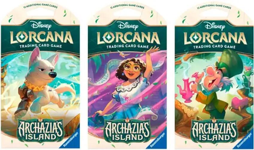 Disney Lorcana Archazias Island Sleeved Booster Pack Art Bundle