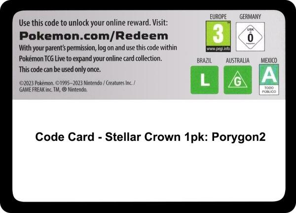 Code Card - Stellar Crown Single Pack Blister [Porygon2] [SV07 Stellar Crown]