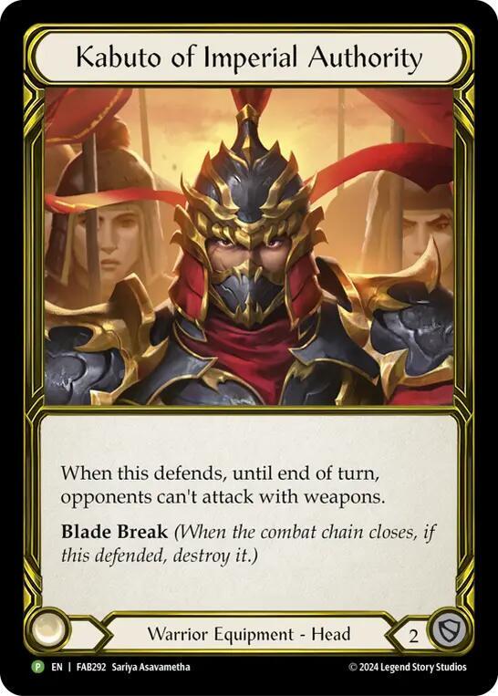 Kabuto of Imperial Authority (Golden) - FAB292 [Flesh and Blood Promo Cards]