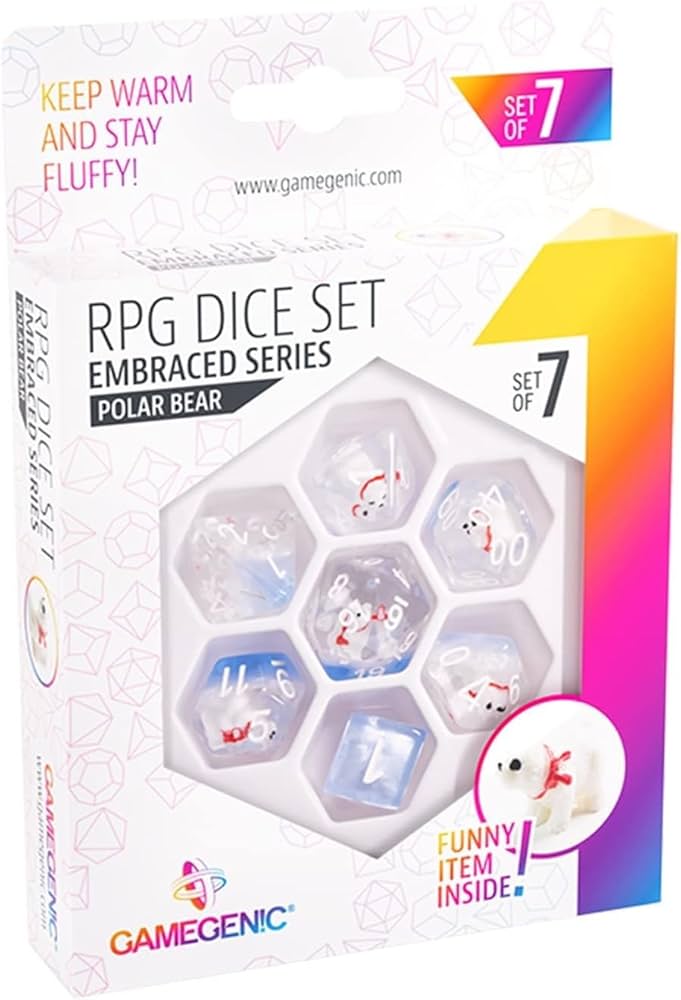 Gamegenic - Embraced Series: RPG Dice Set (Set of 7) - Polar Bear