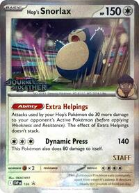 Hop's Snorlax - 184 (Prerelease) [Staff] (184) [SV Scarlet and Violet Promo Cards]