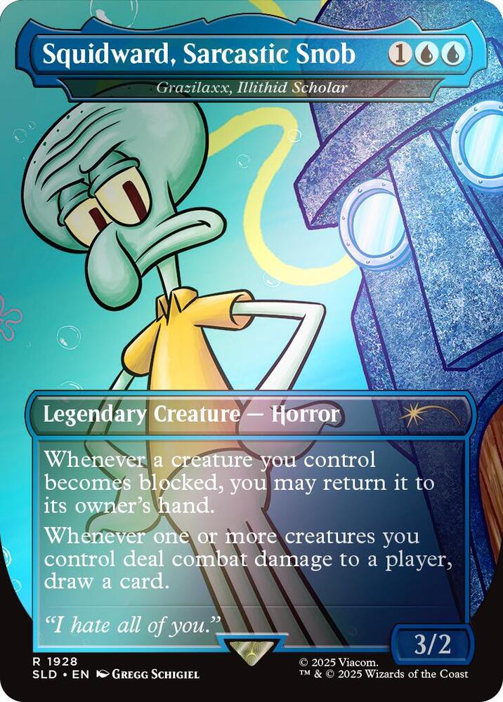 Squidward, Sarcastic Snob - Grazilaxx, Illithid Scholar (Rainbow Foil) (1928) [Secret Lair Drop]