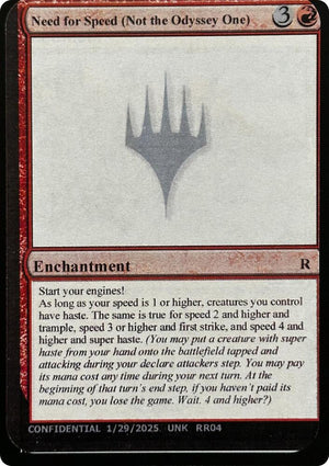 Need for Speed (Not the Odyssey One) [Un-Known Event Playtest Cards]