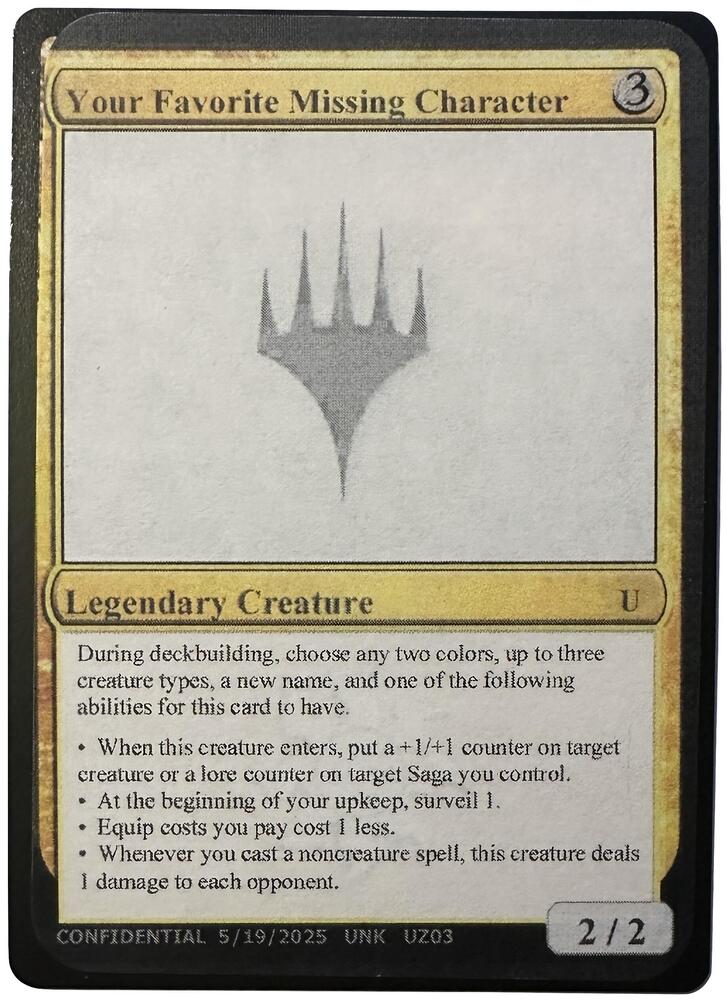 Your Favorite Missing Character [Un-Known Event Playtest Cards]