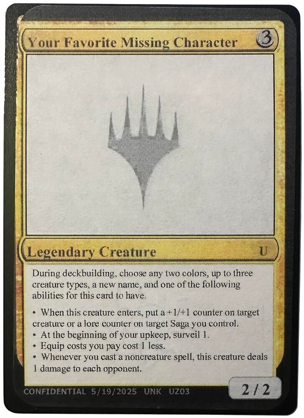 Your Favorite Missing Character [Un-Known Event Playtest Cards]