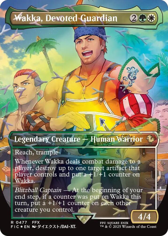 Wakka, Devoted Guardian (Borderless) (Chocobo Track Foil) (477) [Final Fantasy Commander]