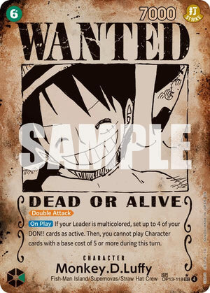 Monkey.D.Luffy (118) (Wanted Poster) (OP13-118) [Carrying On His Will]