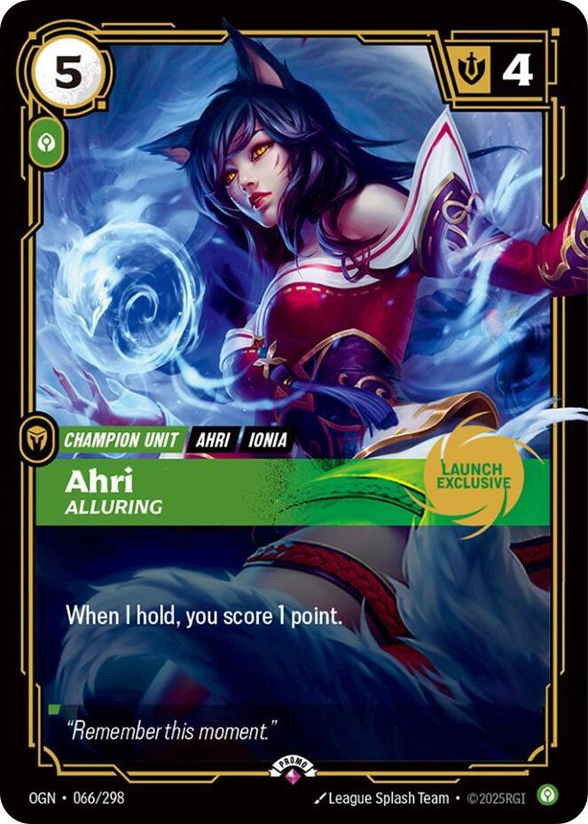 Ahri - Alluring (Launch Exclusive) (066/298) [Riftbound Promotional Cards]