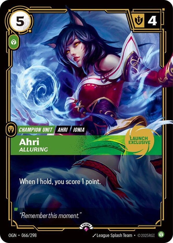 Ahri - Alluring (Launch Exclusive) (066/298) [Riftbound Promotional Cards]