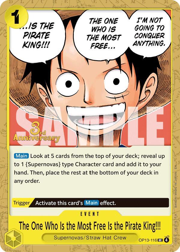 The One Who Is the Most Free Is the Pirate King!!! (OP13-116) [Carrying On His Will: 3rd Anniversary Tournament Cards]