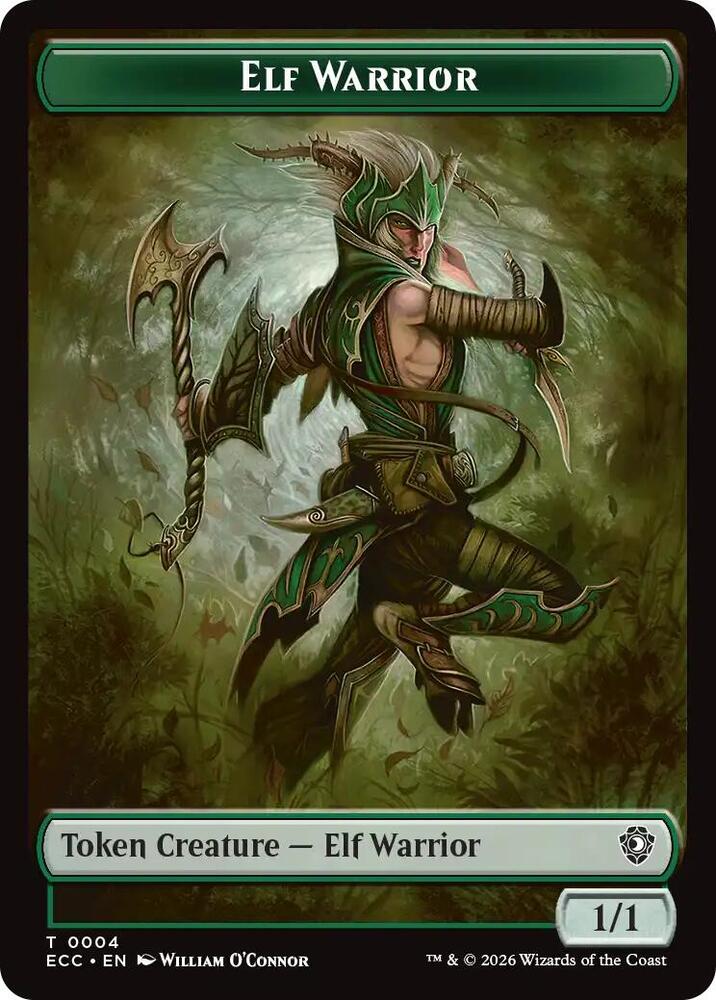 Elf Warrior (0004) // Plant (0005) Double-Sided Token (4 // 5) [Lorwyn Eclipsed Commander]