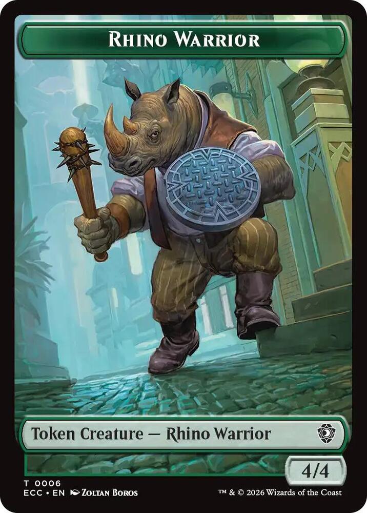 Rhino Warrior // Elemental (0010) Double-Sided Token (6 // 10) [Lorwyn Eclipsed Commander]