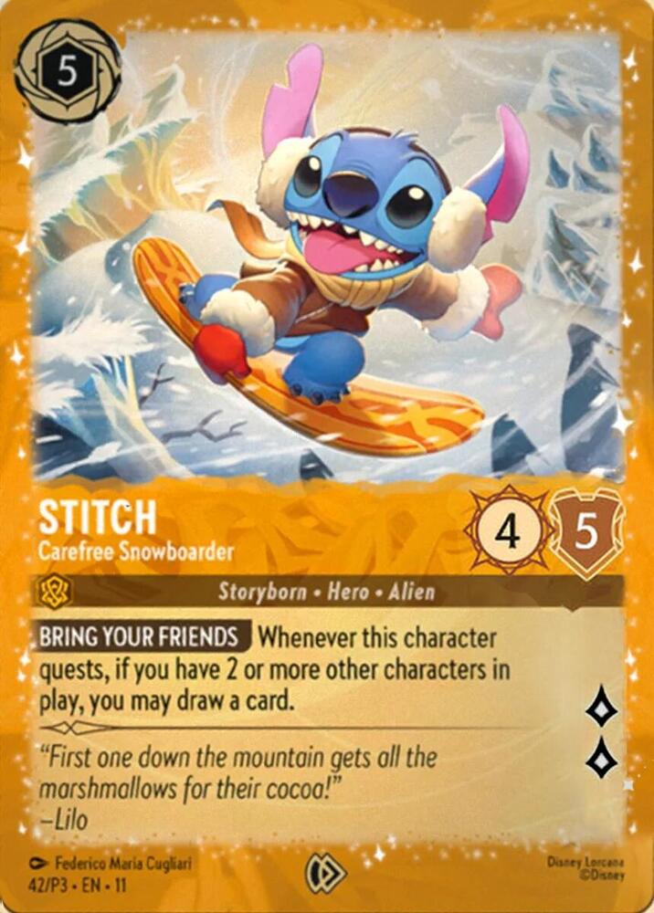 Stitch - Carefree Snowboarder (42) [Disney Lorcana Promo Cards]
