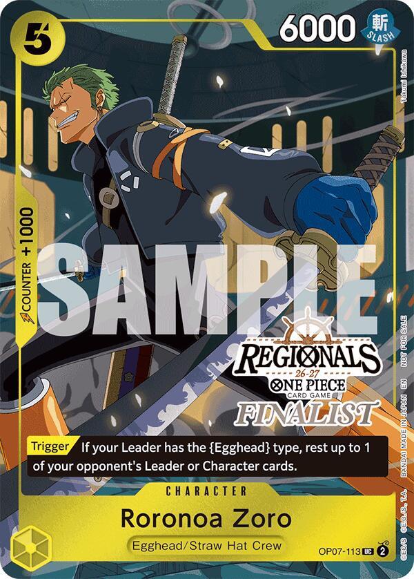 Roronoa Zoro (113) (Regionals Finalist Card Set 26-27) (OP07-113) [One Piece Promotion Cards]