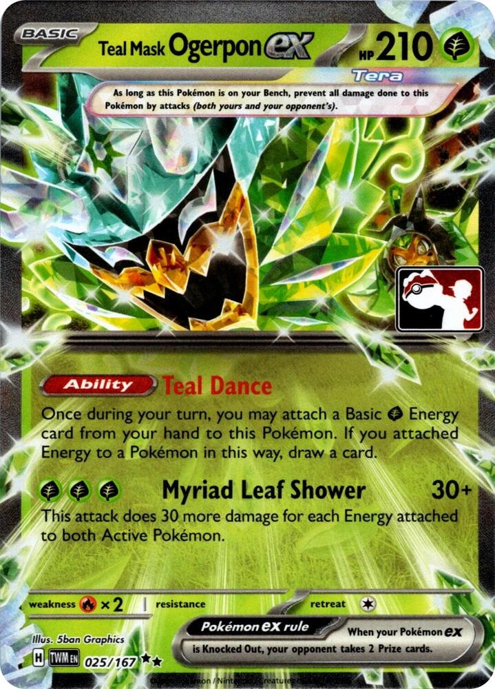 Teal Mask Ogerpon ex - 025/167 (Prize Pack Series 7) [Prize Pack Series Cards]