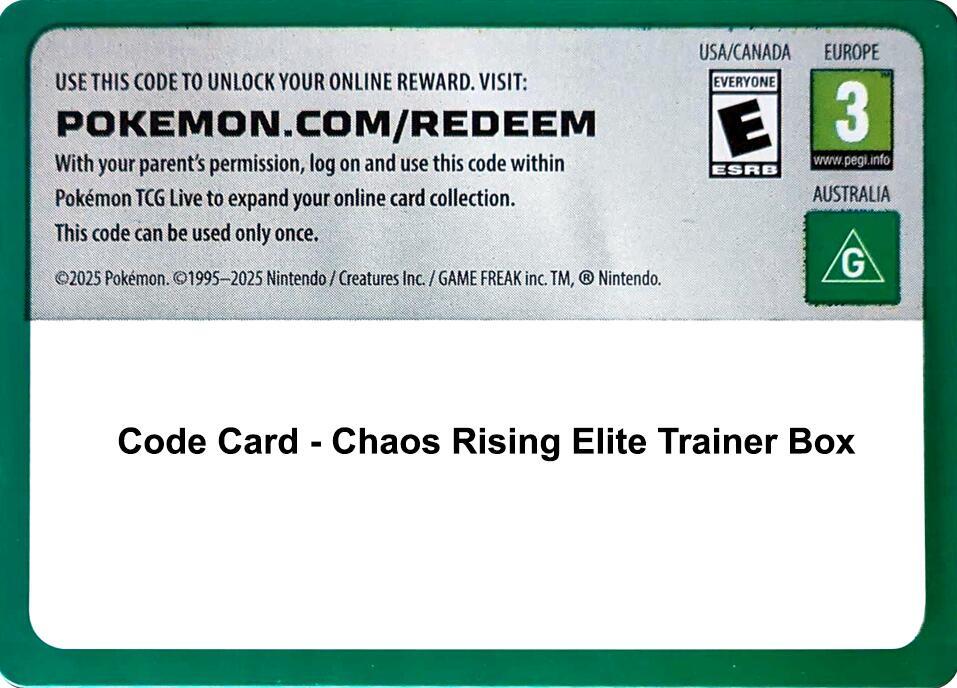 Code Card - Chaos Rising Elite Trainer Box [ME04: Chaos Rising]