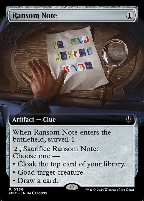 Ransom Note (356) [Murders at Karlov Manor Commander] [Extended Art]