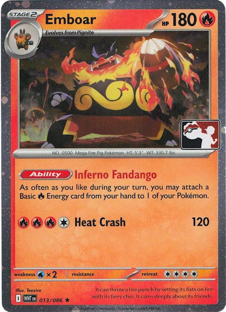 Emboar - 013/086 (Cosmos Holo) [Prize Pack Series Cards]