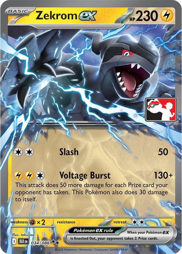 Zekrom ex - 034/086 (Right Stamp) [Prize Pack Series Cards]