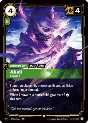 Akali, Silent (Alternate Art) (038a/166) [Vendetta]