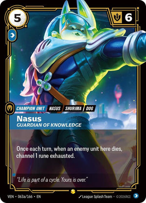 Nasus, Guardian of Knowledge (Alternate Art) (063a/166) [Vendetta]