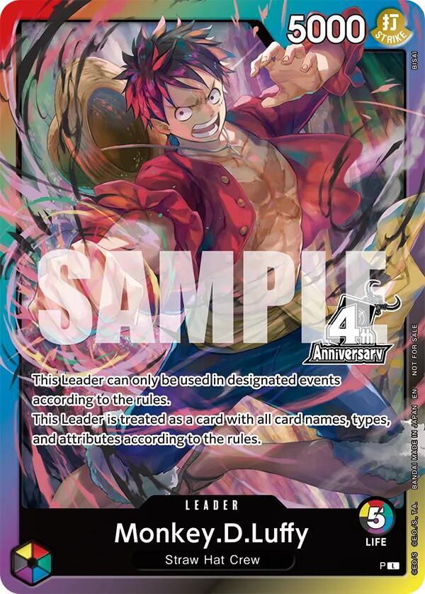 Monkey.D.Luffy (4th Anniversary Leader Card) [One Piece Promotion Cards]