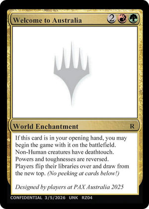 Welcome to Australia [Un-Known Event Playtest Cards]
