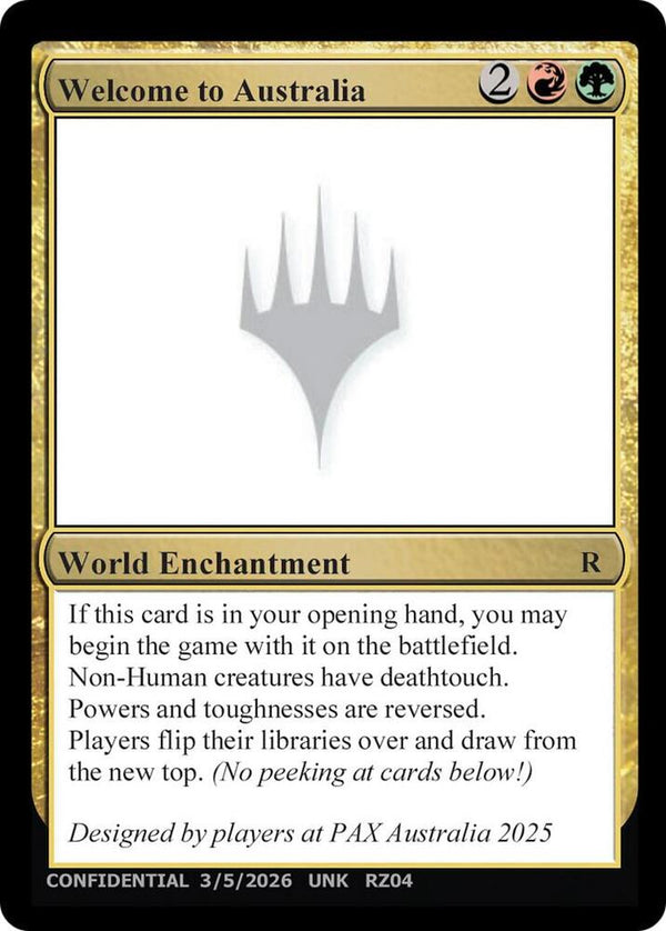 Welcome to Australia [Un-Known Event Playtest Cards]