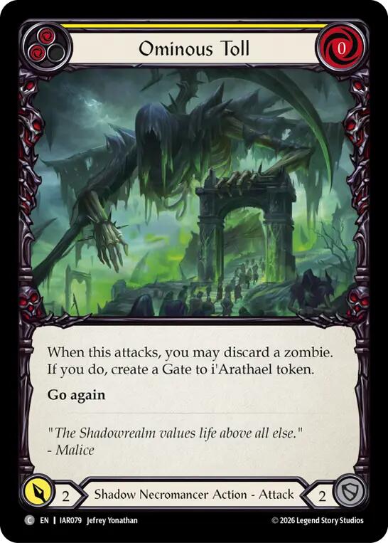 Ominous Toll (Yellow) (IAR079) [Usurp the Shadow Throne]