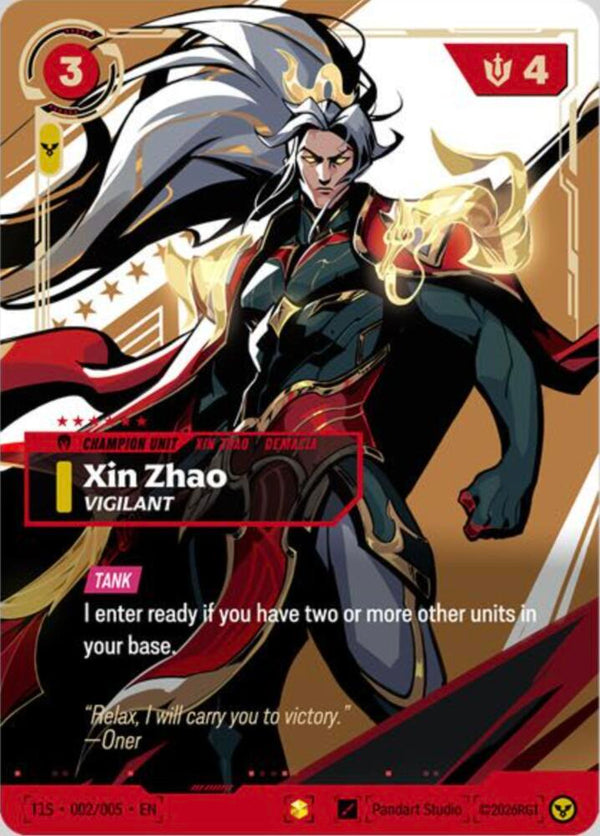 Xin Zhao, Vigilant (T1 Worlds Champion Signature Edition Bundle) (T1S 002/005) [Riftbound Promotional Cards]