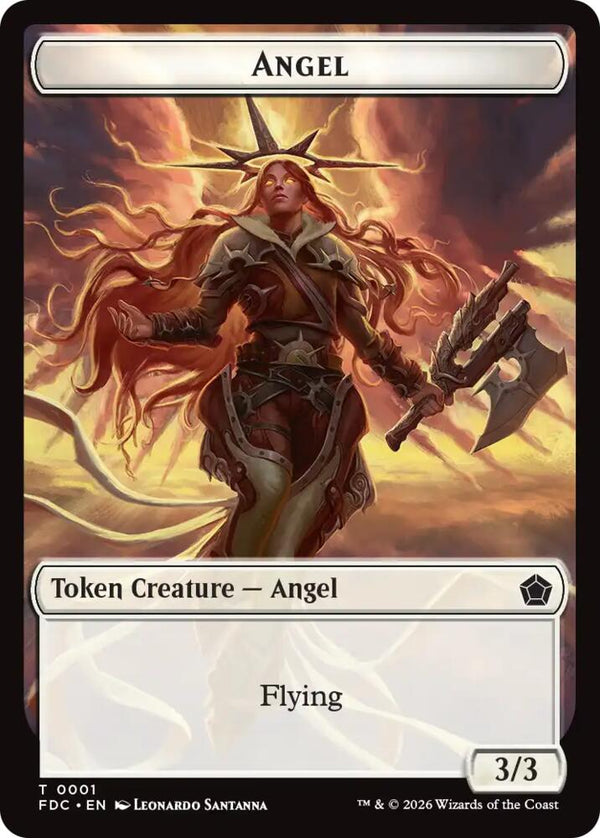 Angel (0001) // Angel (0002) Double-Sided Token (1 // 2) [Foundations Commander]