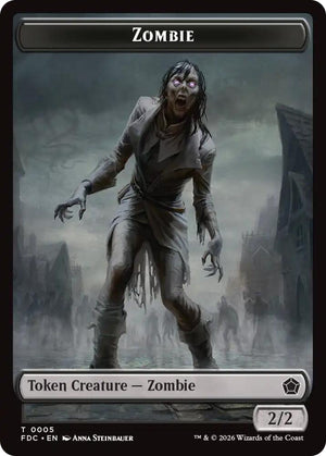 Zombie // Zombie Knight Double-Sided Token (5 // 6) [Foundations Commander]