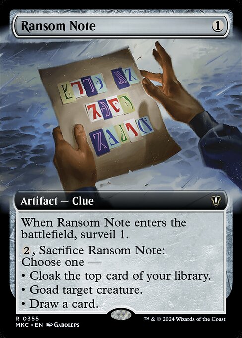 Ransom Note (355) [Murders at Karlov Manor Commander] [Extended Art]