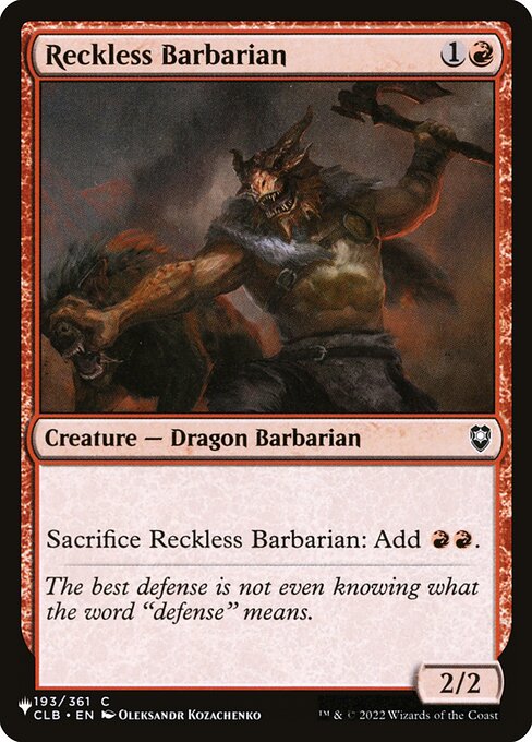 Reckless Barbarian (CLB-193) [The List]