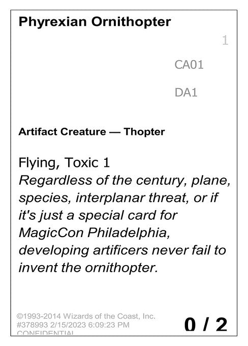 Phyrexian Ornithopter (CA01) [Unknown Event]