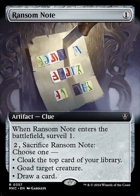 Ransom Note (357) [Murders at Karlov Manor Commander] [Extended Art]