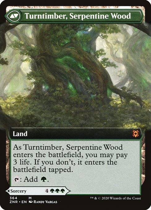Turntimber Symbiosis // Turntimber, Serpentine Wood (364) [Zendikar Rising] [Extended Art] Reverse