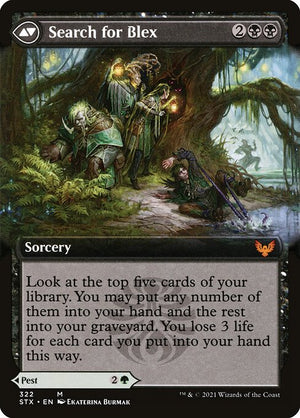 Blex, Vexing Pest // Search for Blex (322) [Strixhaven: School of Mages] [Extended Art] Reverse
