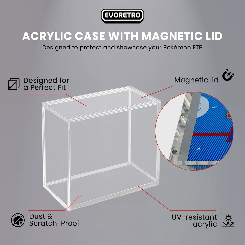 Evoretro Pokemon Acrylic Case for Elite Trainer Box with Magnetic Lid