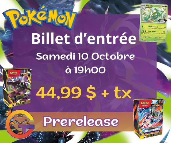 BILLET D'ENTRÉE - Prerelease Chaos Rising et Pitch Black - 19h