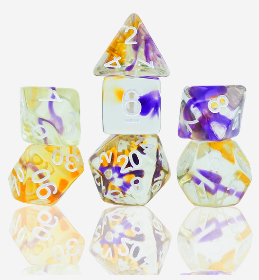 Sirius Dice - Swirl Yellow-Violet