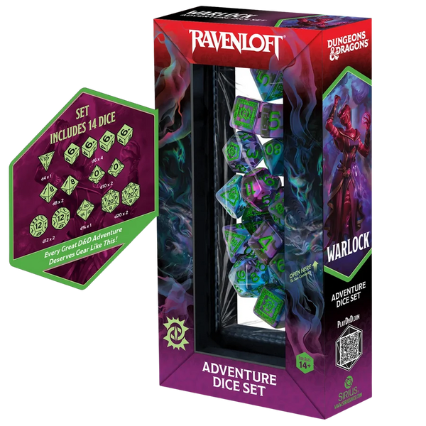 DND ADVENTURE DICE WARLOCK:  GREEN/PURPLE