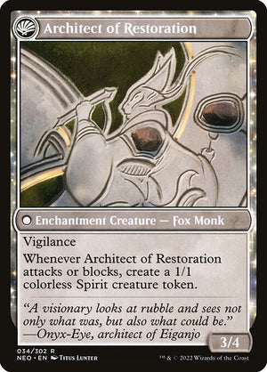 The Restoration of Eiganjo // Architect of Restoration (34) [Kamigawa: Neon Dynasty] Reverse