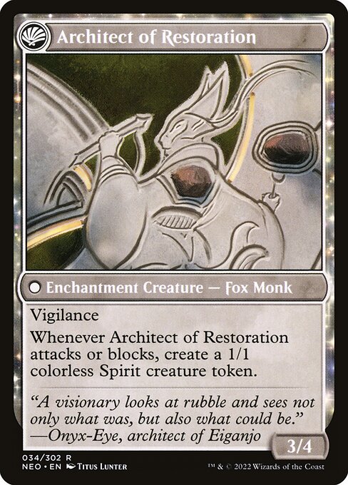 The Restoration of Eiganjo // Architect of Restoration (34) [Kamigawa: Neon Dynasty] Reverse
