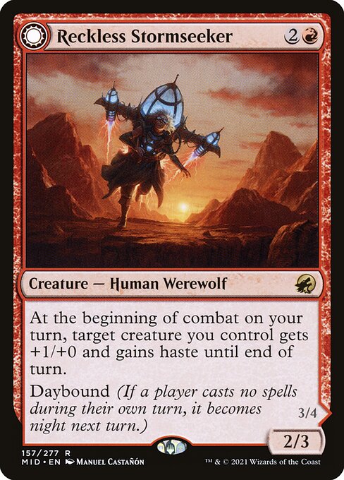 Reckless Stormseeker // Storm-Charged Slasher (157) [Innistrad: Midnight Hunt]